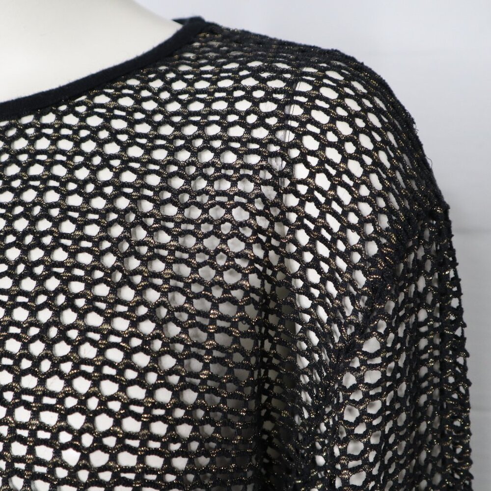 Vintage Mesh Black Gold Top Shirt Sharon Anthony 20W Goth Grunge E-Girl Y2K